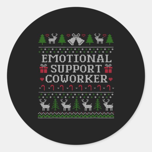 Suprt Coworker Retro Ugly Christmas Saying Quote  Ronde Sticker (Voorkant)