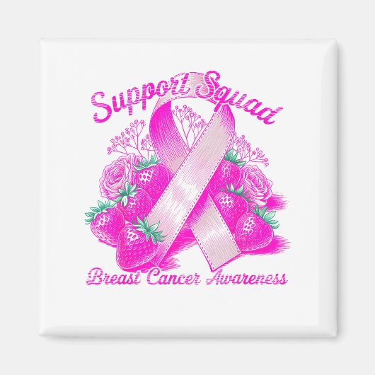 Suprt Squad Breast Cancer Awareness Nk Ribbon Wome Magneet (Voorkant)