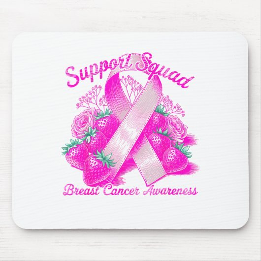 Suprt Squad Breast Cancer Awareness Nk Ribbon Wome Muismat (Voorkant)