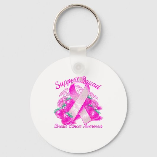 Suprt Squad Breast Cancer Awareness Nk Ribbon Wome Sleutelhanger (Voorkant)