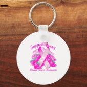 Suprt Squad Breast Cancer Awareness Nk Ribbon Wome Sleutelhanger (Voorkant)