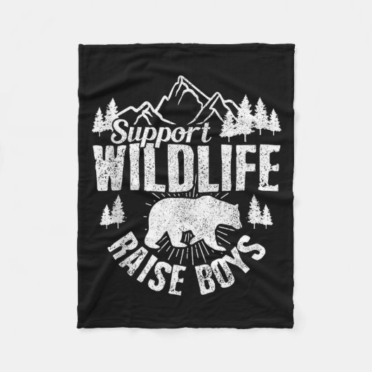 Suprt Wildlife Raise Boys Mom Dad Wild One Funny G Fleece Deken (Voorkant)
