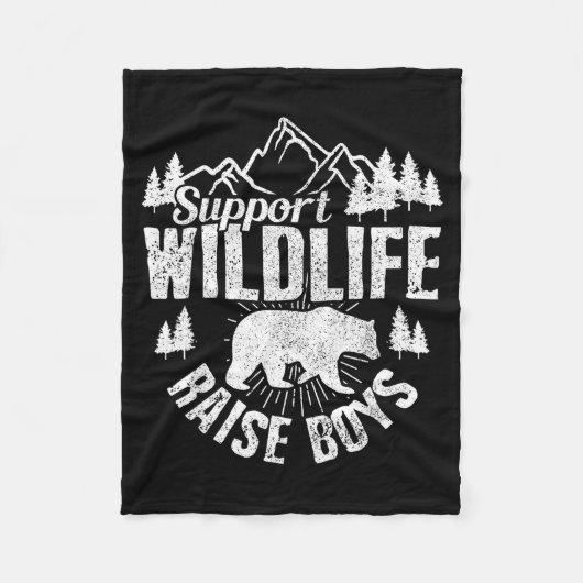 Suprt Wildlife Raise Boys Mom Dad Wild One Funny G Fleece Deken (Voorkant)
