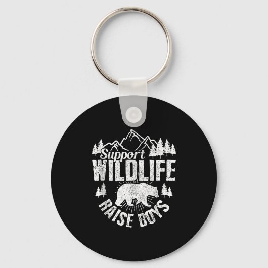 Suprt Wildlife Raise Boys Mom Dad Wild One Funny G Sleutelhanger (Voorkant)
