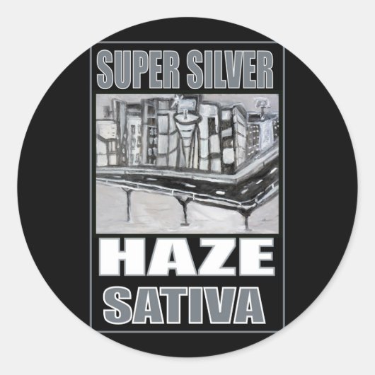 SUPSILVER HAZE SATIVA RONDE STICKER (Voorkant)