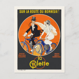Sur la route du bonheur La Cyclette Vintage Poster Briefkaart