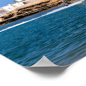 Sur vuurtoren met vissersboot - Sur, Oman Poster (Hoek)