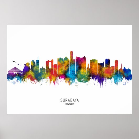 Surabaya Indonesië Skyline Poster (Voorkant)