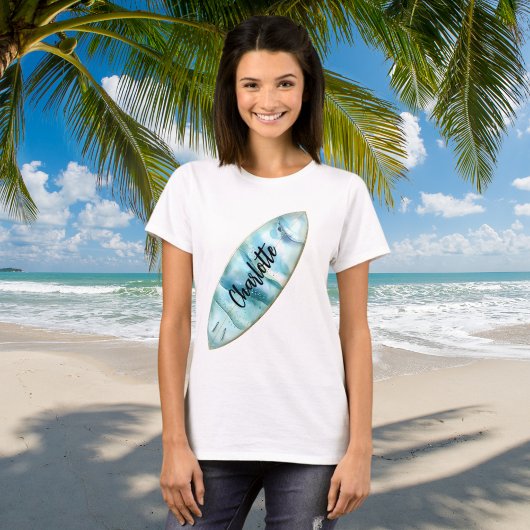 Surboard blue name script t-shirt