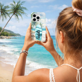 Surboard strand palmbomen naam iPhone 16 pro hoesje