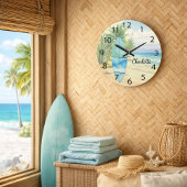 Surboard strand palmbomen naam grote klok