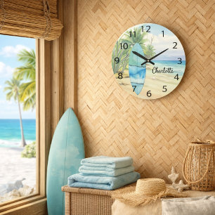 Surboard strand palmbomen naam grote klok