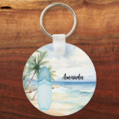 Surboard strand palmbomen sleutelhanger (Voorkant)