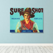 Sure Shot Pear Crate LabelPotter Valley, CA Canvas Afdruk (Insitu (Houten vloer))