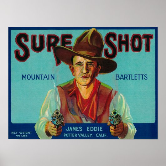 Sure Shot Pear Crate LabelPotter Valley, CA Poster (Voorkant)