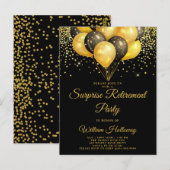 SurEnterprise Retirement Party Gold Black Balloons Briefkaart (Voorkant / Achterkant)