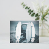 Surf 3 surfplanken met blauw surfplank briefkaart (Staand voorkant)