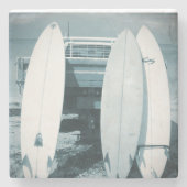 Surf 3 surfplanken met blauw surfplank stenen onderzetter (Voorkant)