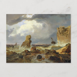 Surf aan een rotsachtige kust, 1835 briefkaart