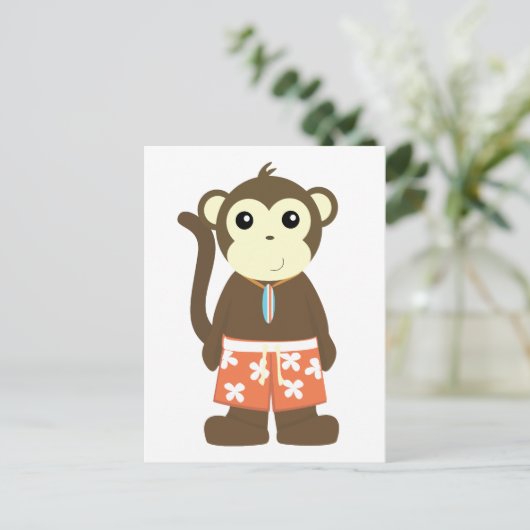 Surf aap briefkaart (Staand voorkant)