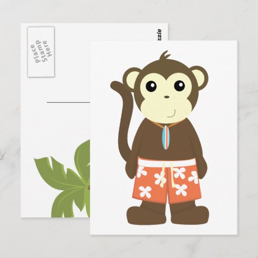 Surf aap briefkaart (Voorkant / Achterkant)