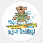 Surf aap ronde sticker (Voorkant)
