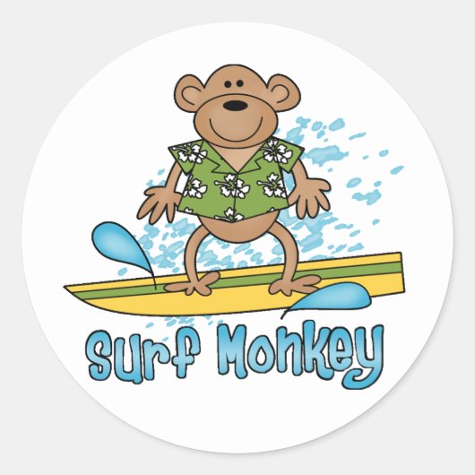 Surf aap ronde sticker (Voorkant)