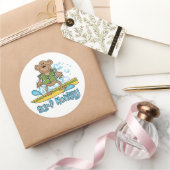 Surf aap ronde sticker (Geschenken)