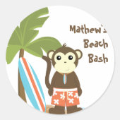 Surf aap ronde sticker (Voorkant)