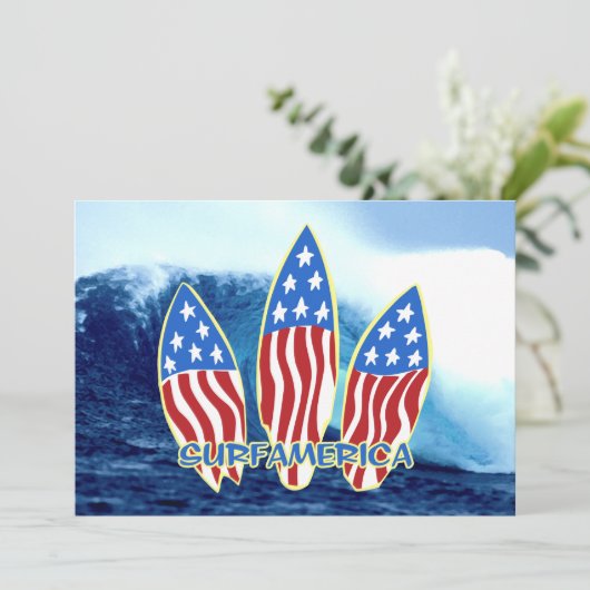 Surf America Wave Party Uitnodigingen (Staand voorkant)