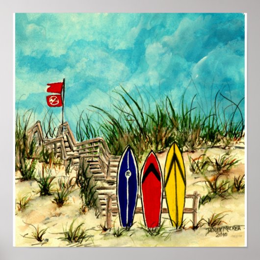 surf art - surfboards and sand dunes San Diego Poster (Voorkant)