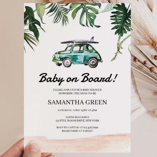 Surf Baby Shower Kaart