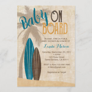 Surf Baby shower Uitnodiging met surfplanken