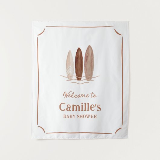 Surf Baby Shower Welkom Bord Wandkleed (Voorkant)