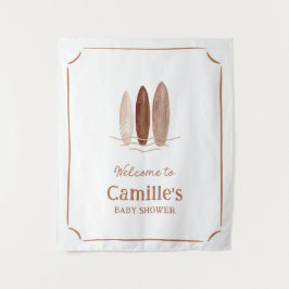 Surf Baby Shower Welkom Bordkaart Wandkleed