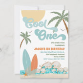 Surf Beach 1st Birthday Invitation Kaart (Voorkant)