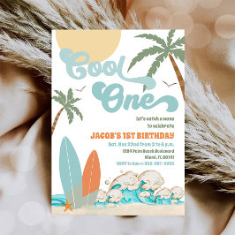 Surf Beach 1st Birthday Invitation Kaart