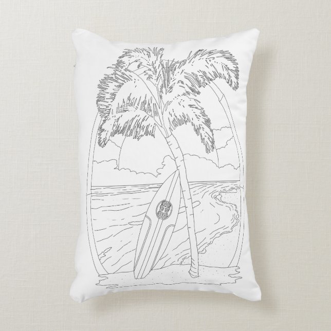 Surf Beach Adult Colour Pillow Accent Kussen (Voorkant(Verticaal))