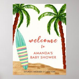 Surf Beach Baby Aan boord Baby shower Welkom Poster