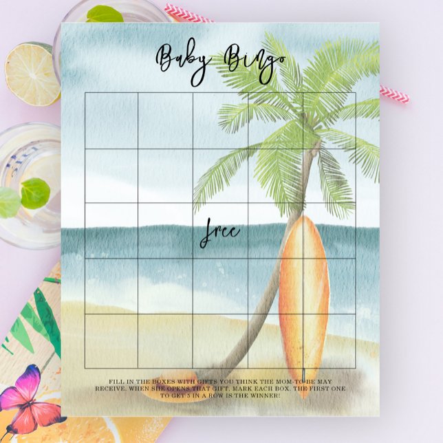 Surf Beach baby shower - Baby Bingo spel (Creator heeft geüpload)