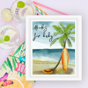 Surf beach baby shower - Boeken voor baby Poster