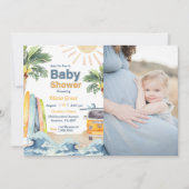 Surf Beach Baby shower Fotouitnodiging Kaart (Voorkant)