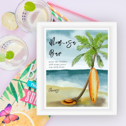 Surf Beach baby shower - Mom-Osa Bar Poster
