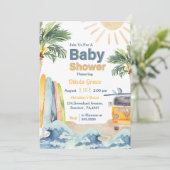 Surf Beach Baby shower Uitnodiging (Staand voorkant)