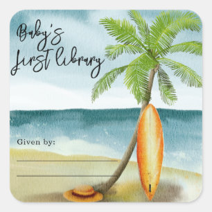 Surf Beach - Baby's eerste bibliotheek Vierkante Sticker