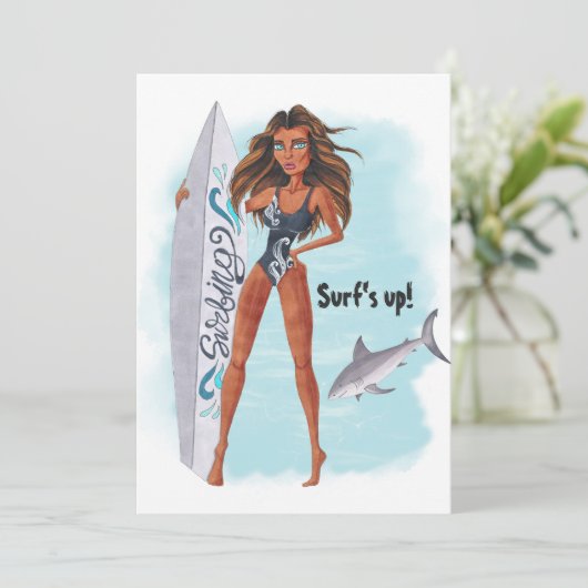 Surf Beach Bachelorette Kaart (Staand voorkant)