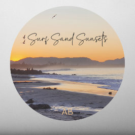 Surf Beach gepersonaliseerd Ronde Sticker