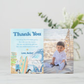 Surf Beach Verjaardagsfeestfoto Dank u kaart (Staand voorkant)