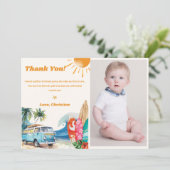 Surf Beach Verjaardagsfeestfoto Dank u kaart (Staand voorkant)