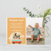 Surf Beach Verjaardagsfeestfoto Dank u kaart (Staand voorkant)